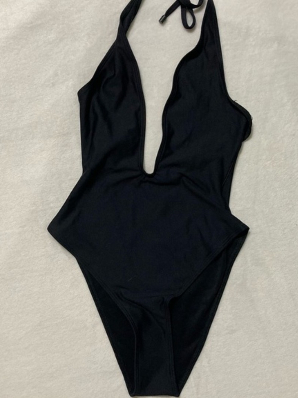SKIMS Black Halter One-Piece Bodysuit